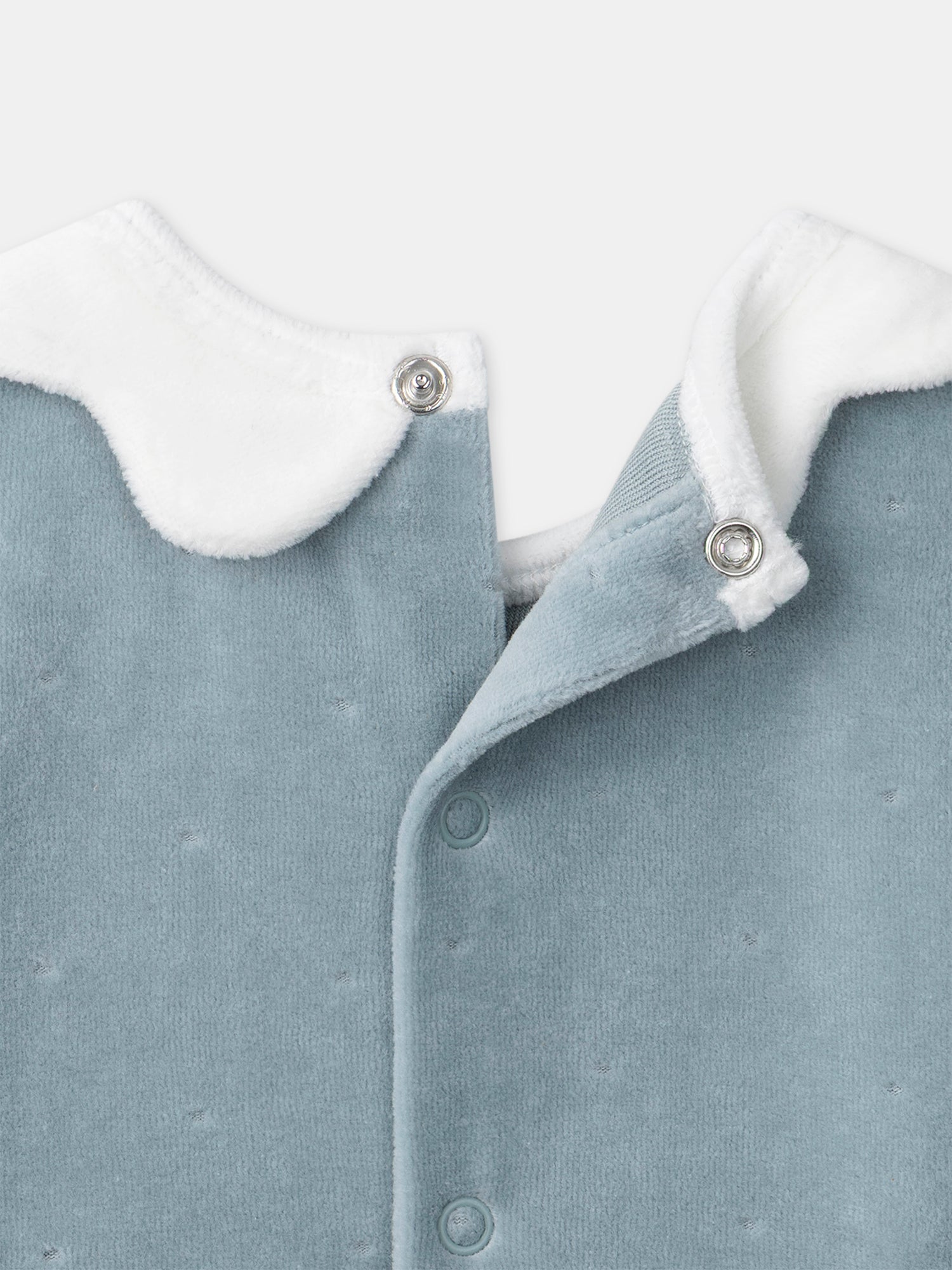 Blaue Samtschlafanzug mit Katzenstickerei für Mädchen