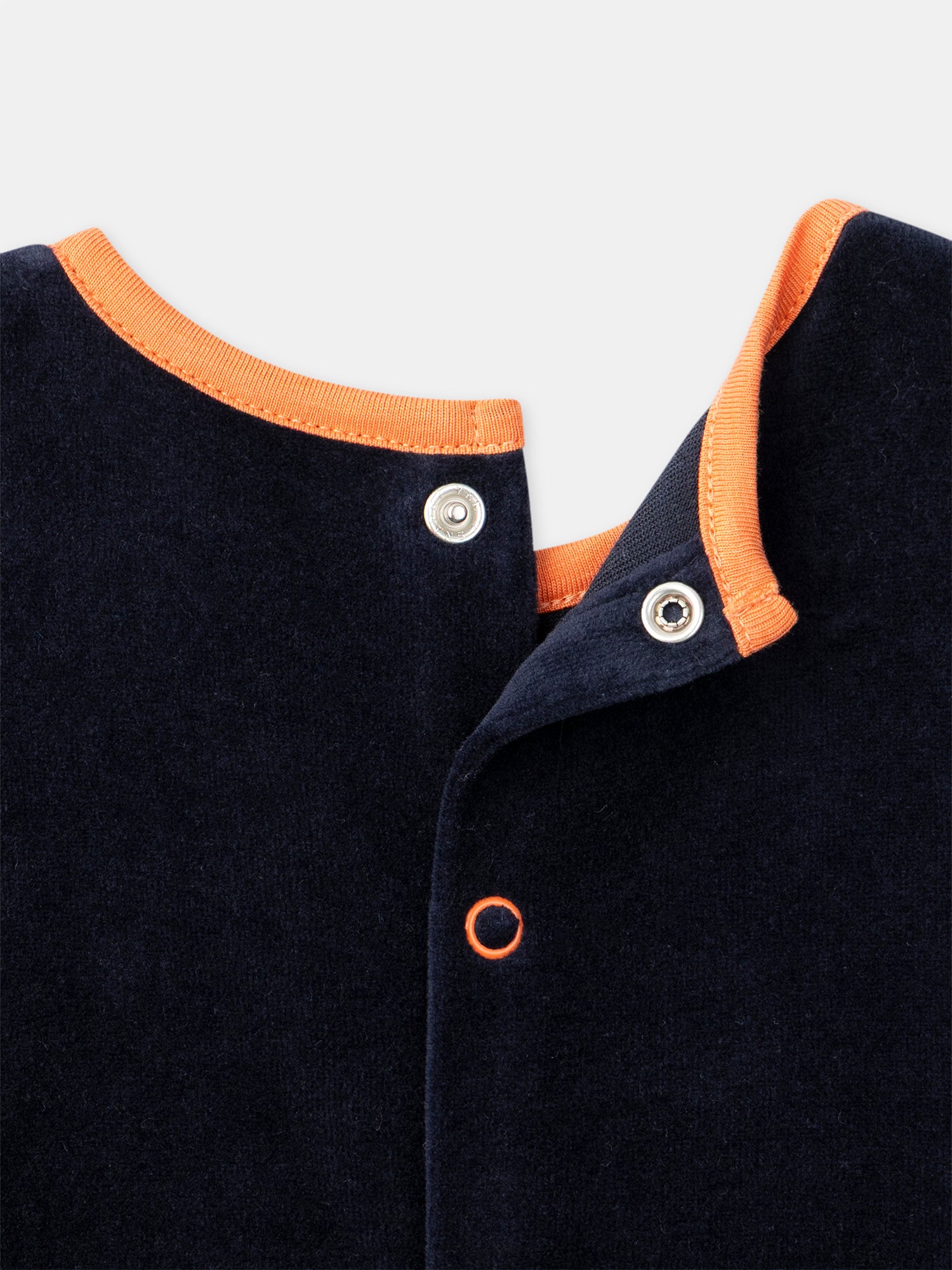 Marineblauer Velours-Schlafanzug + Kürbis-Mütze für Jungen