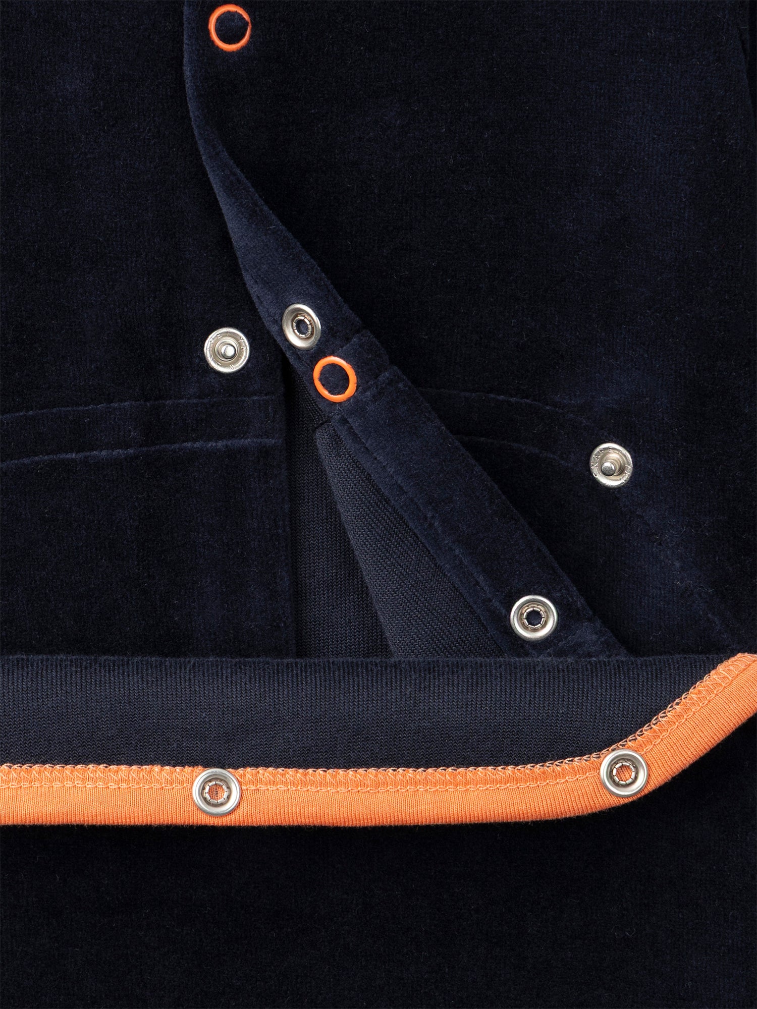 Marineblauer Velours-Schlafanzug + Kürbis-Mütze für Jungen