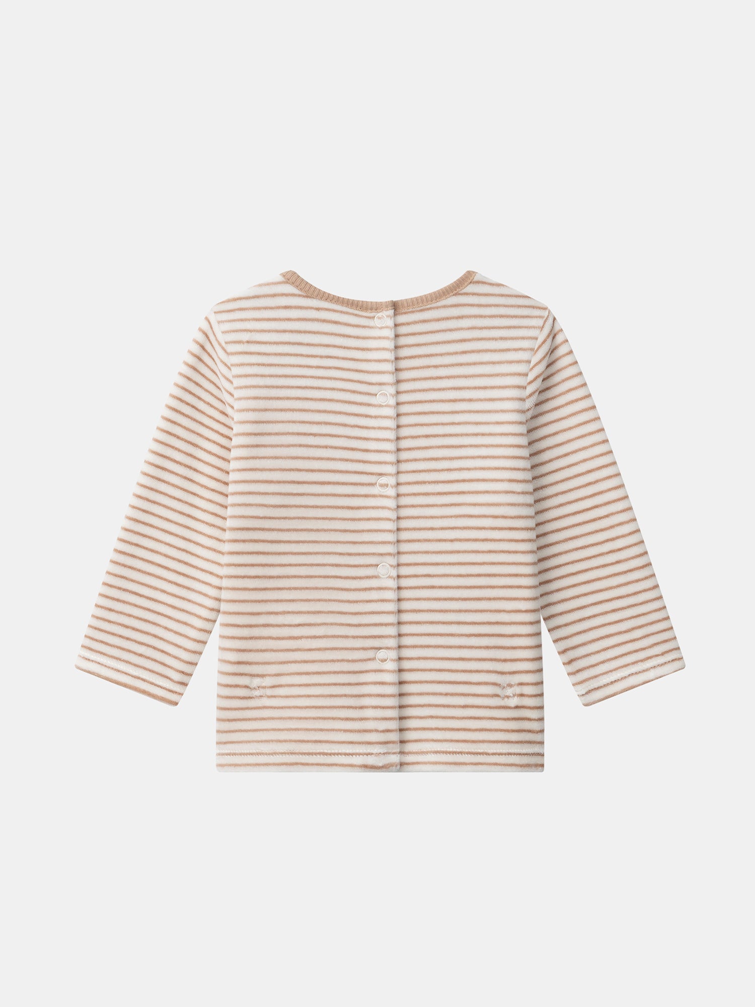 Cremefarbener Pyjama mit Streifen und Hase für Jungen