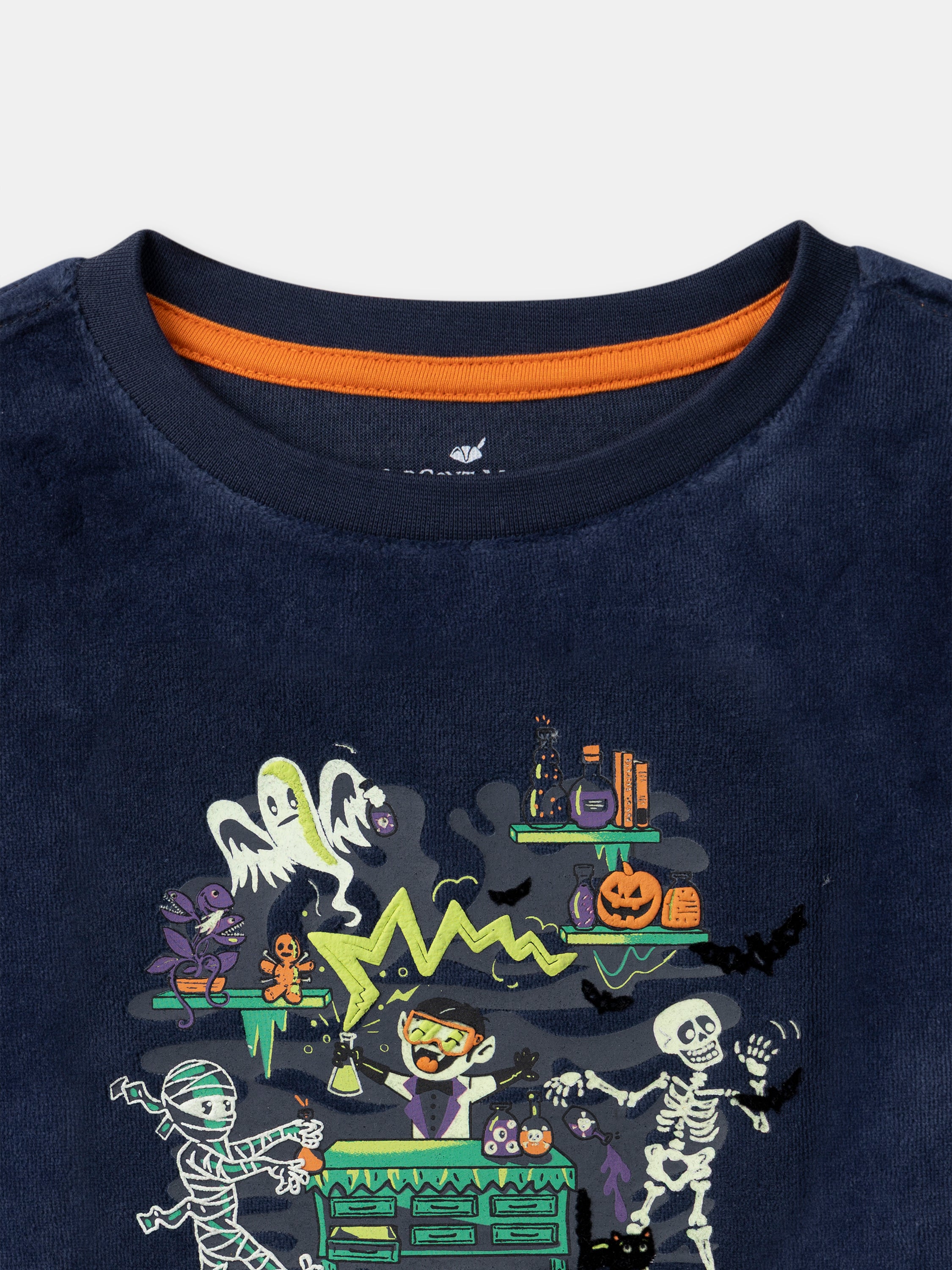 Marineblauer Velours-Pyjama + Umhang für Jungen