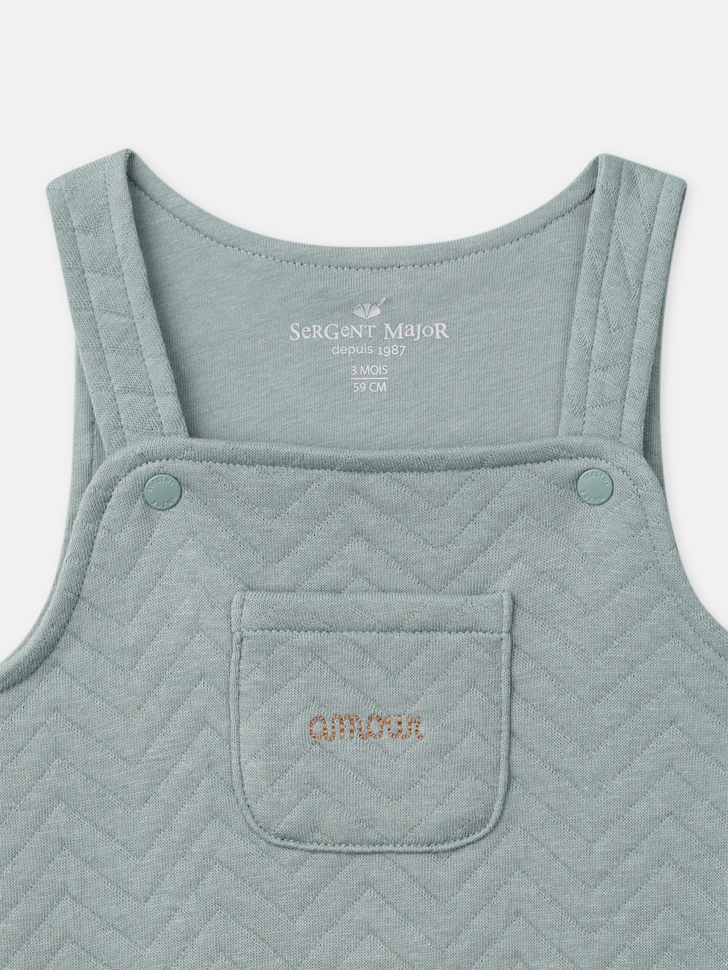 Ensemble salopette bleu grisée + body rayé + chaussettes Naissance Garçon