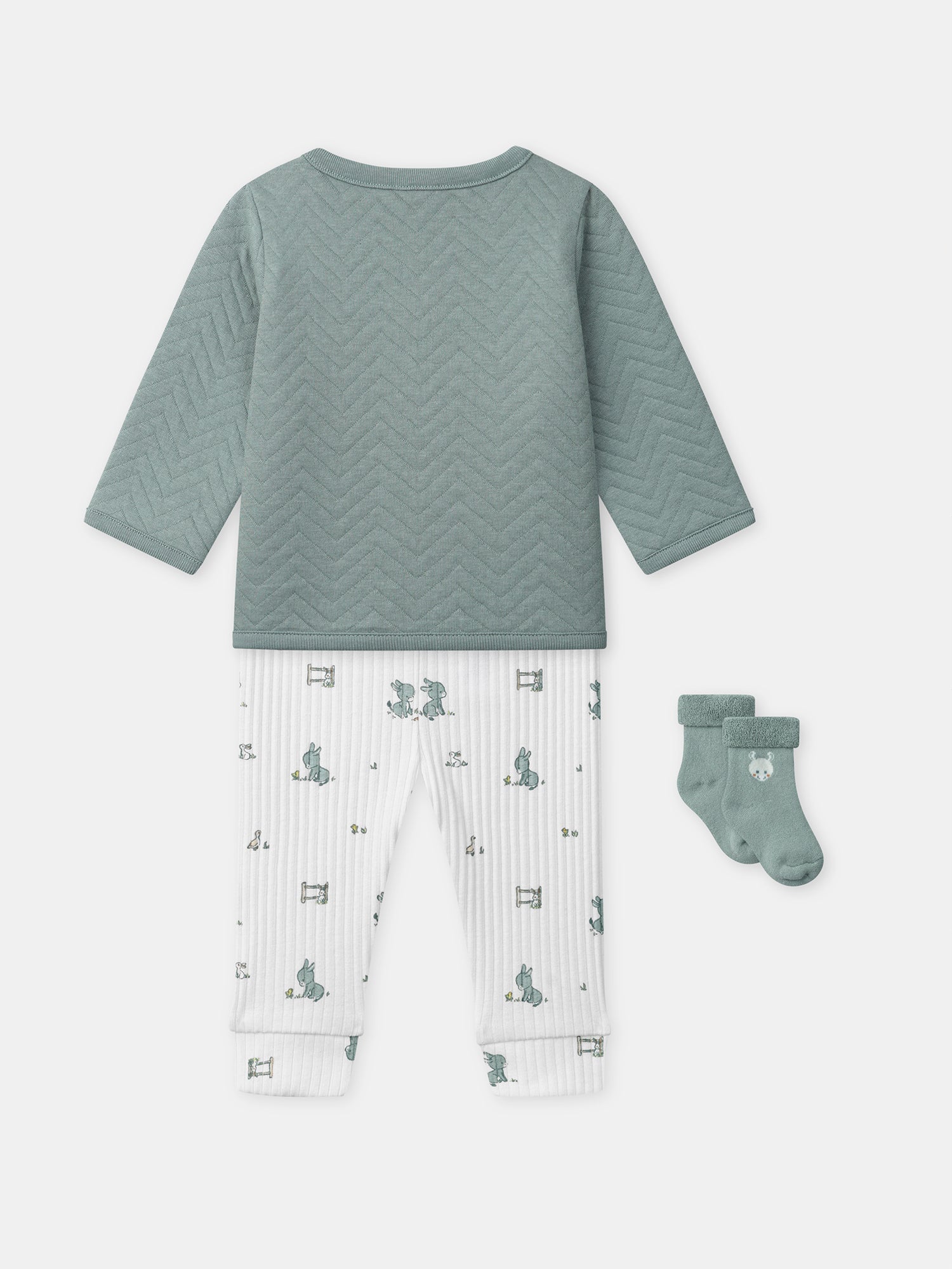 Blau-graues Oberteil + Hose + Socken für Neugeborene Junge