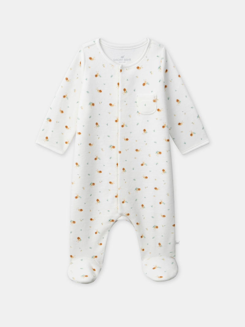 Grenouillère écrue imprimé escargots Naissance Mixte