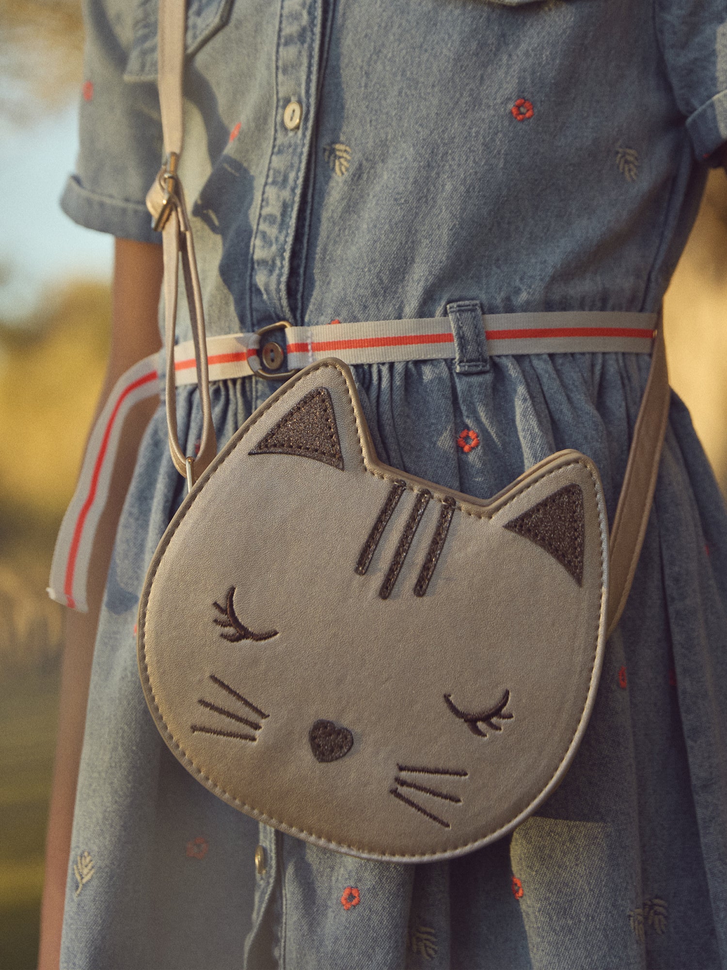 Sac tête de chat rose à bandoulière Fille