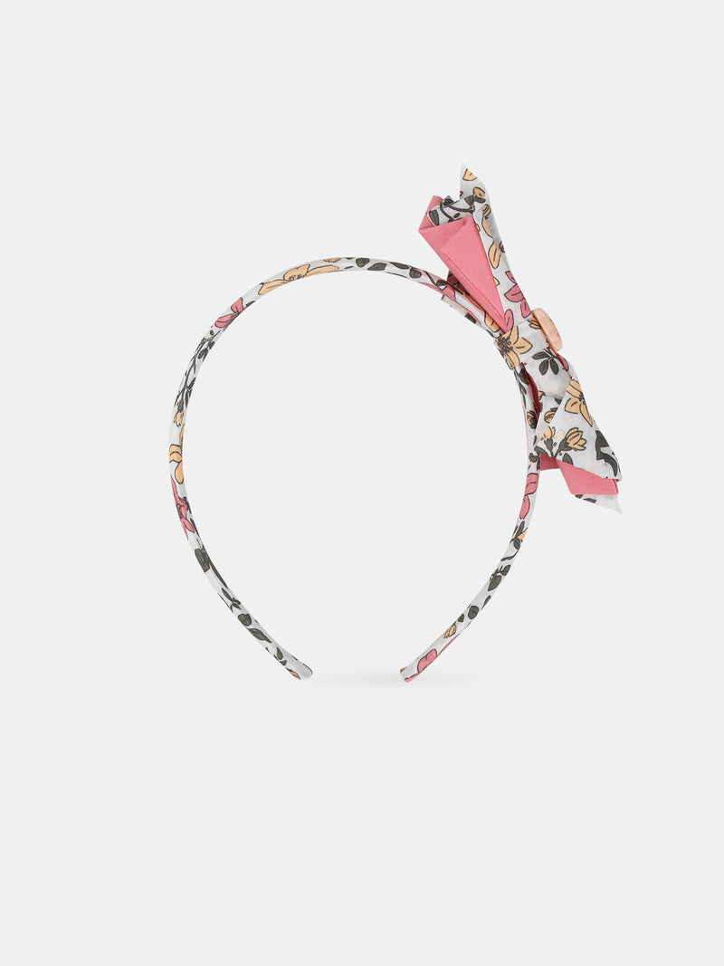 Stoff-Haarreif mit Blumenmuster und Leopardencharme für Mädchen