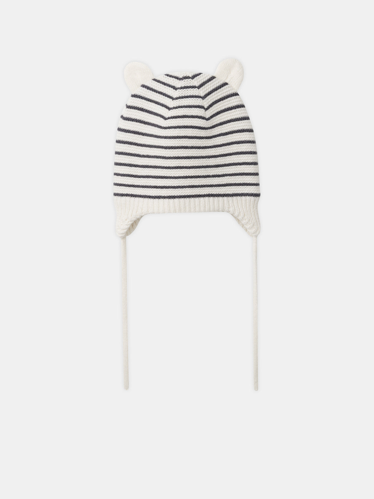 Bonnet à rayures écrues et grises Naissance Mixte
