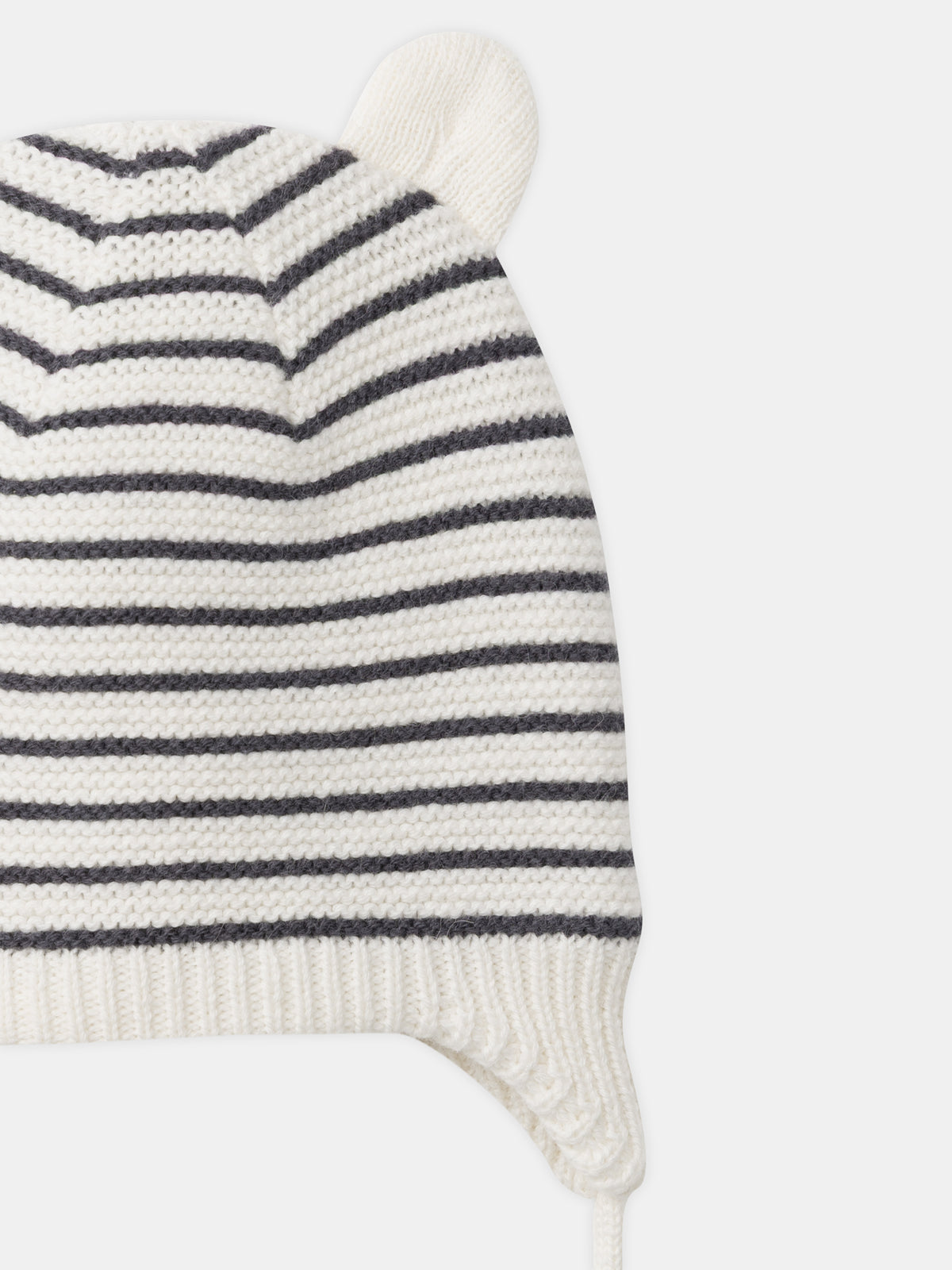 Bonnet à rayures écrues et grises Naissance Mixte