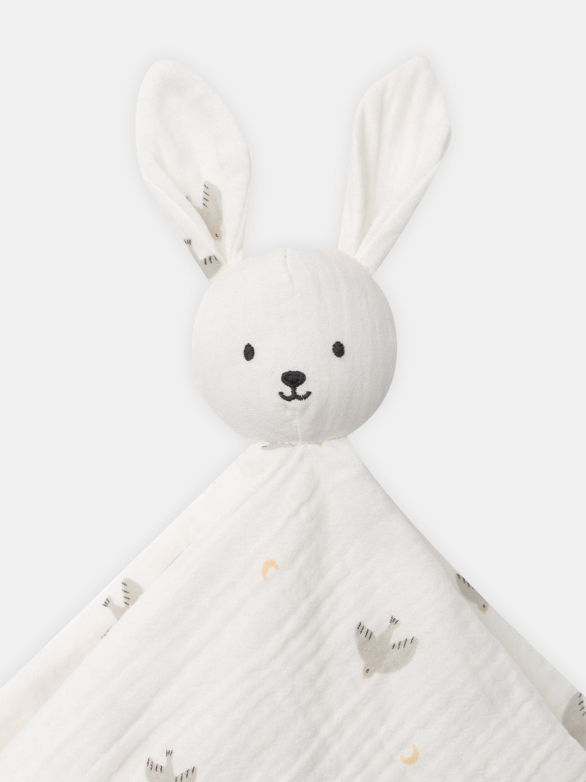 Süßes, helles Hasen-Doudou mit Vogel-Motiv für Neugeborene
