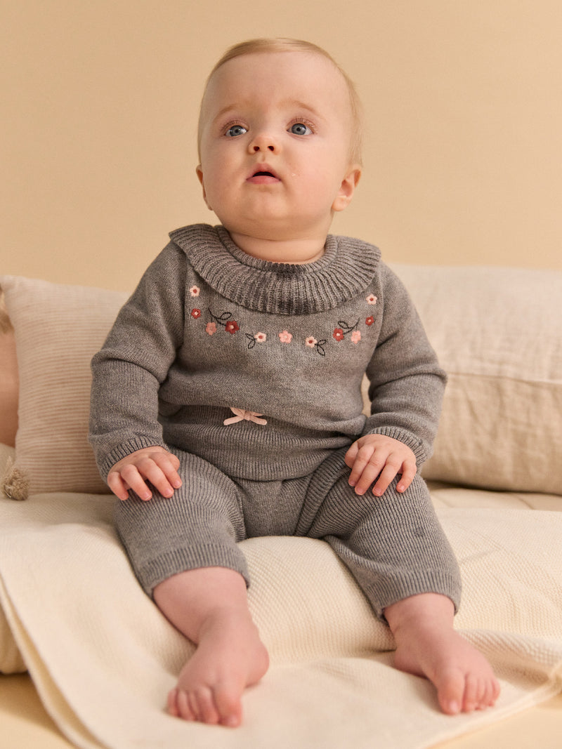 Ensemble pull et pantalon gris Naissance Fille