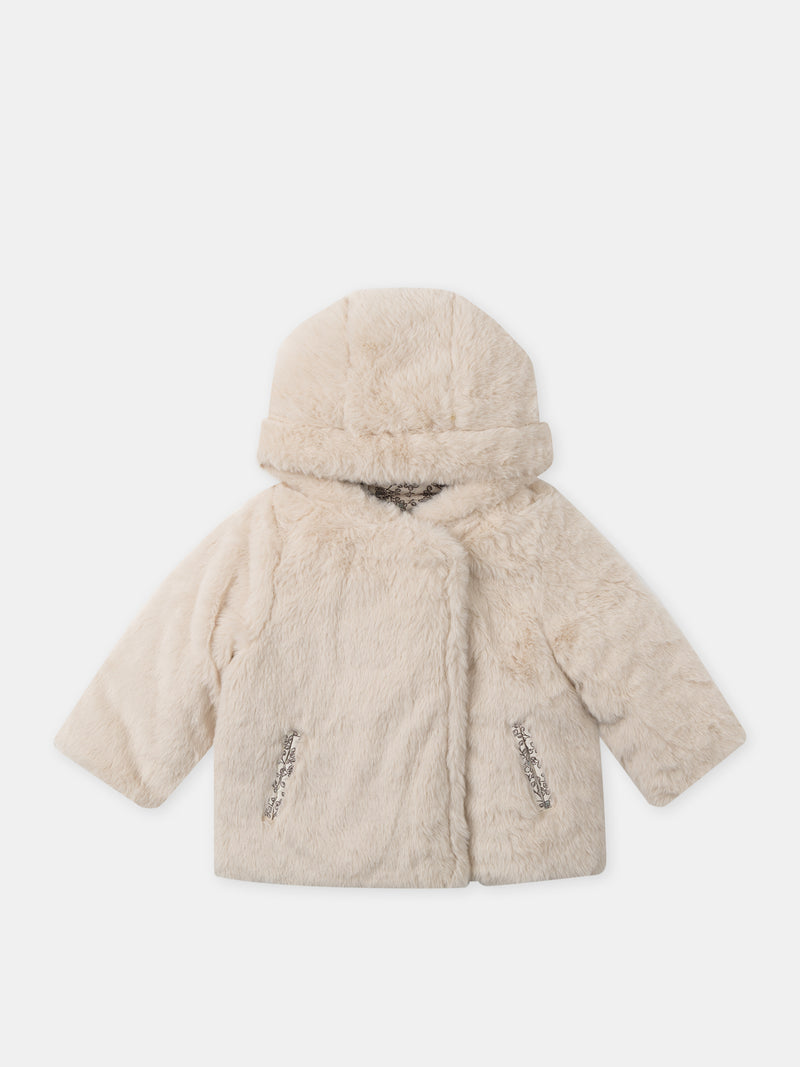 Reversible-Blumenmuster-Jacke-oder-Creme-Baby-Mädchen