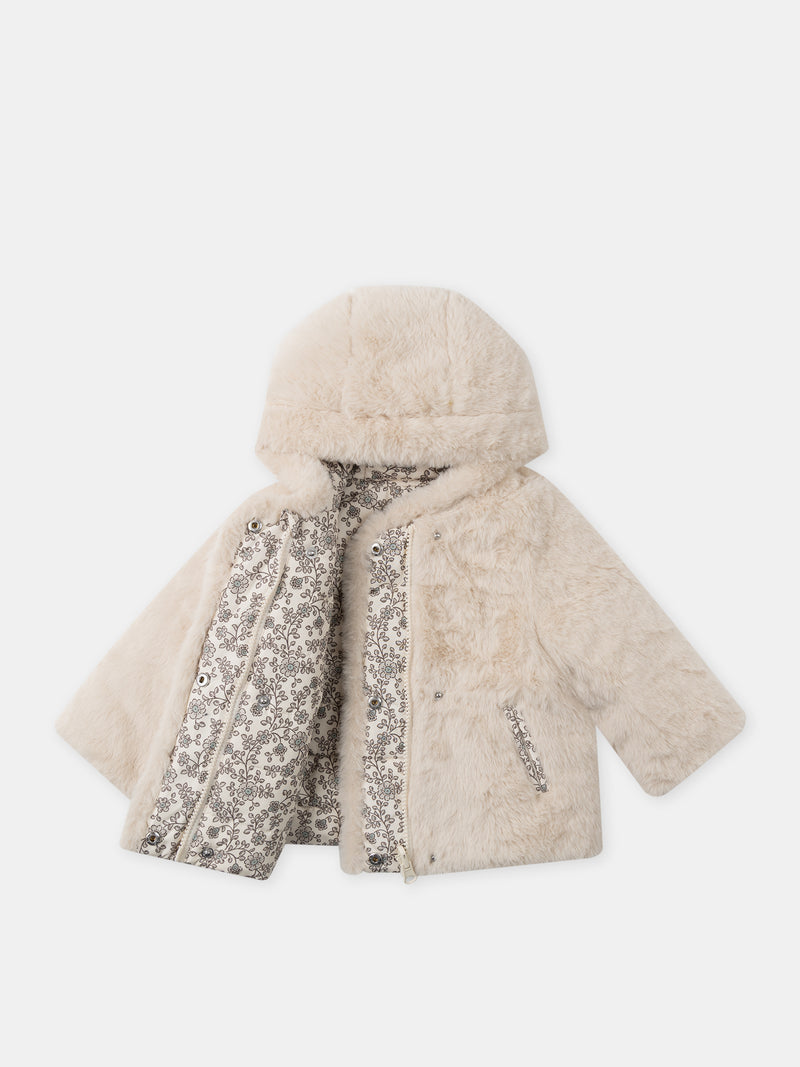 Reversible-Blumenmuster-Jacke-oder-Creme-Baby-Mädchen