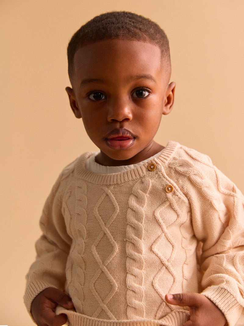 Pull beige torsadé Bébé Garçon