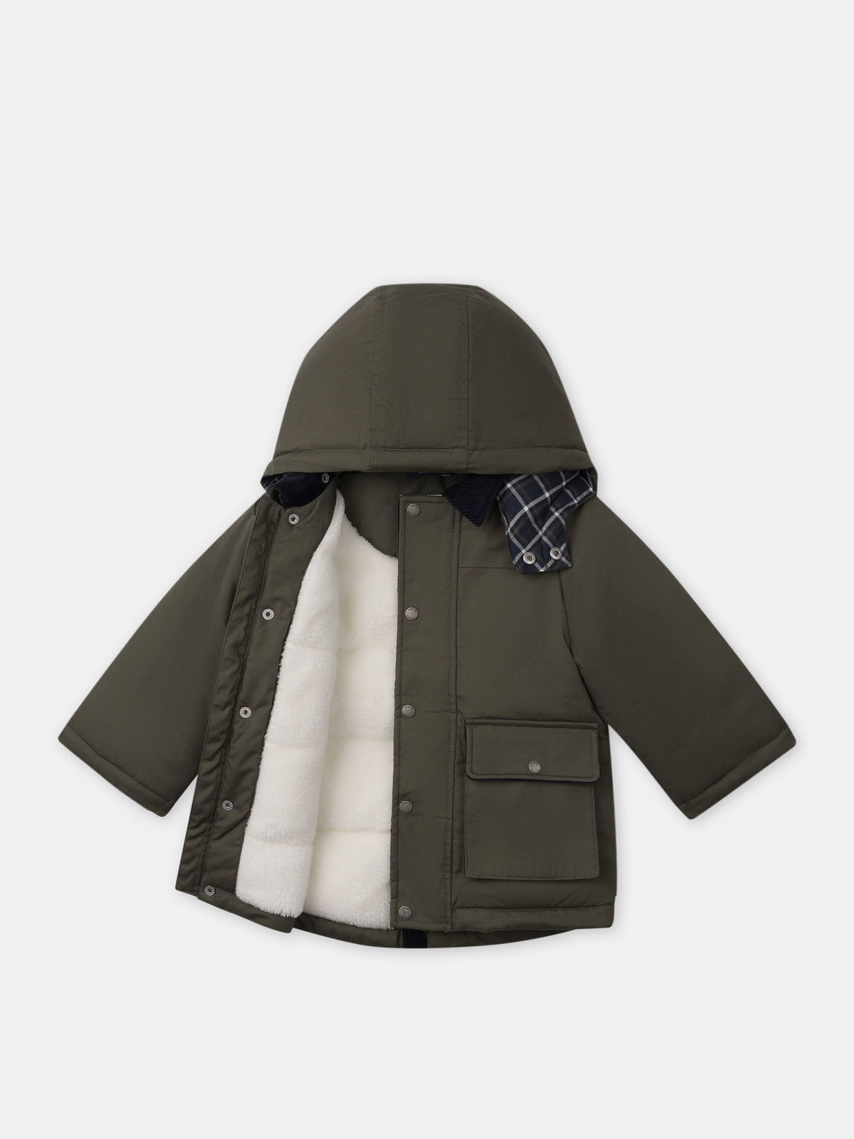 Khakifarbene Jacke mit abnehmbarer Kapuze Baby Junge