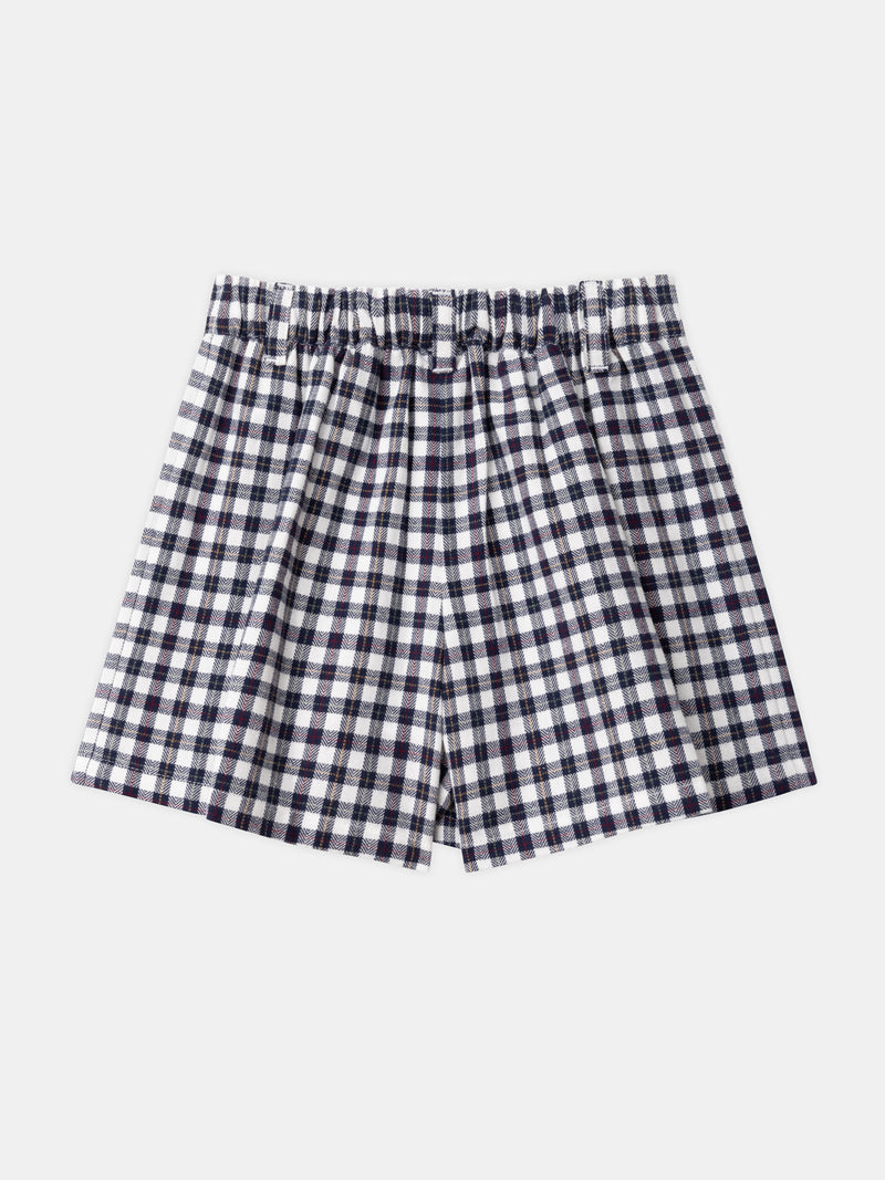 Karierte Marineblau und Weiße Shorts-Rock mit elastischer Taille für Mädchen