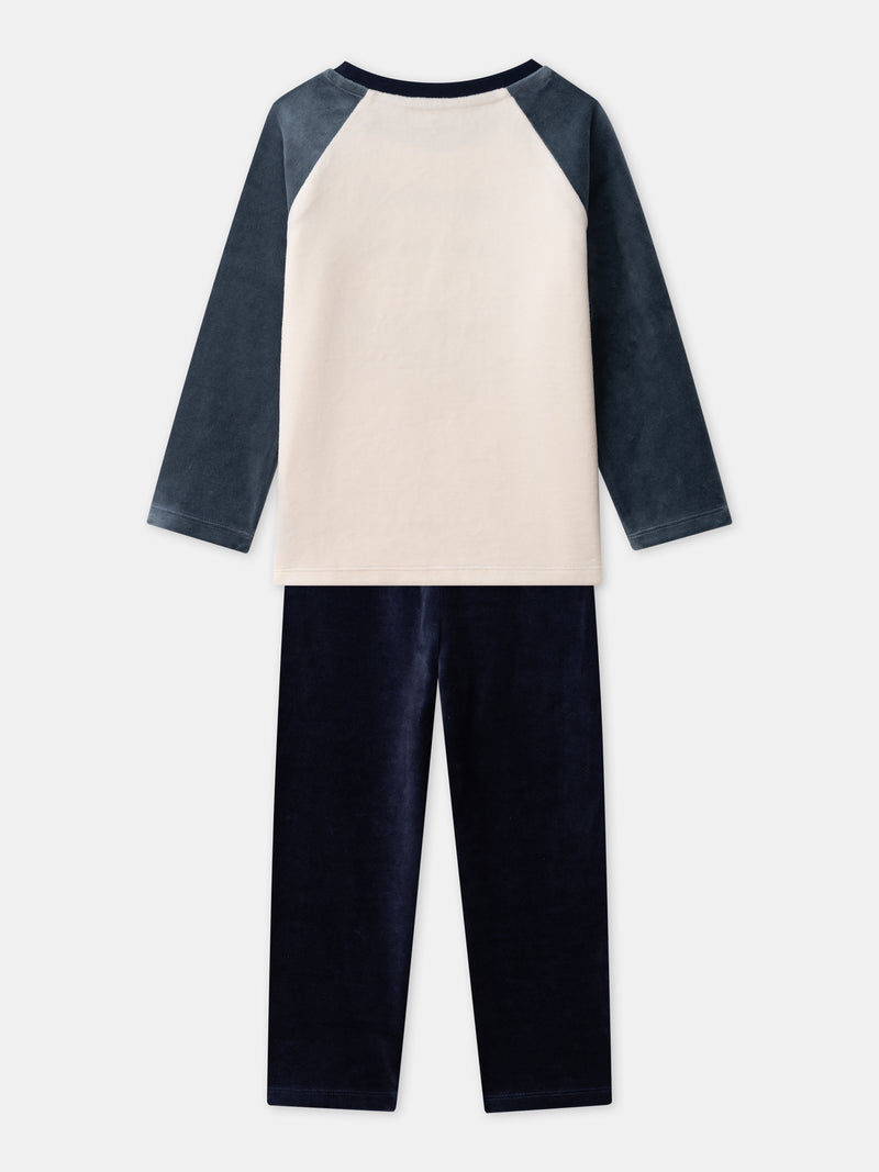Pyjama écru et bleu marine ours Garçon
