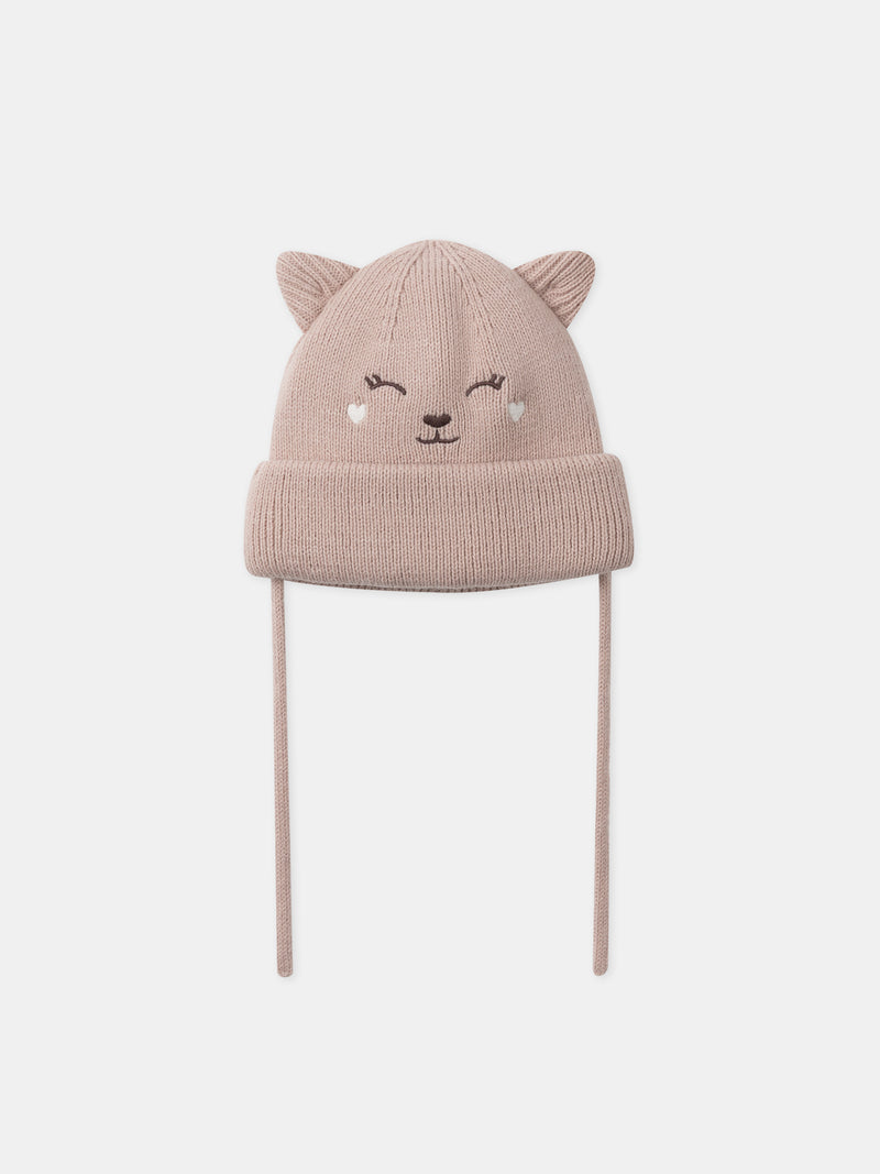 Baby-Mädchen-Rosenmütze-Rehgesicht