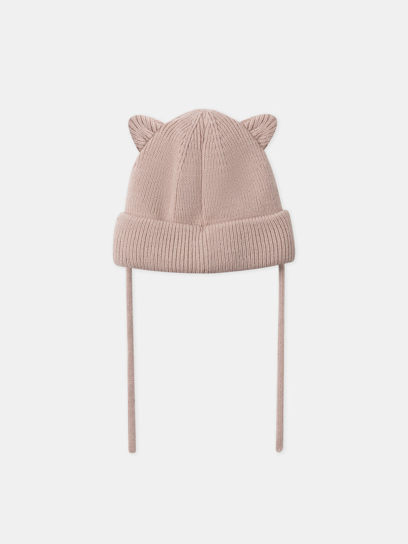 Baby-Mädchen-Rosenmütze-Rehgesicht