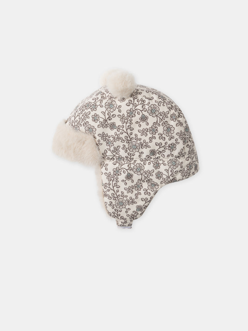 Blumenmuster-Pompom-Mütze-Baby-Mädchen