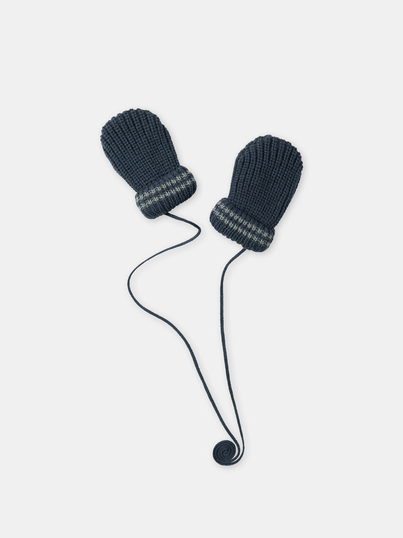 Blaue Handschuhe mit Walstickerei Baby Junge