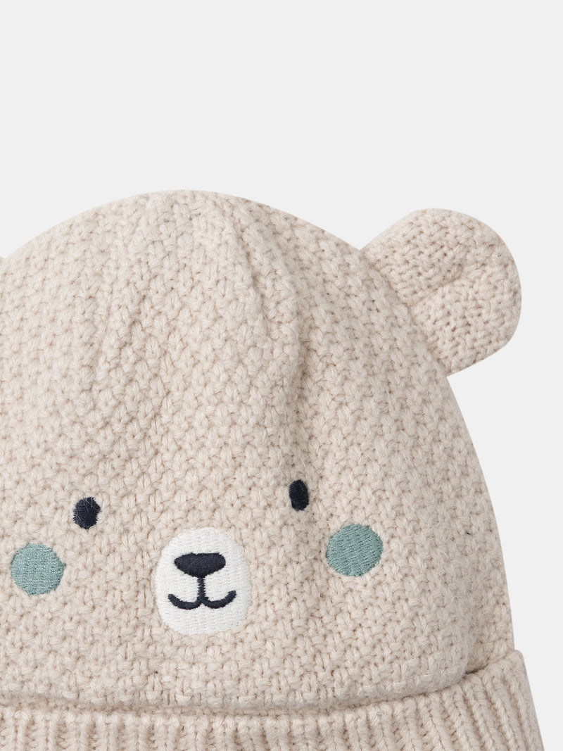 Beige Bärenkopf Mütze Baby Junge