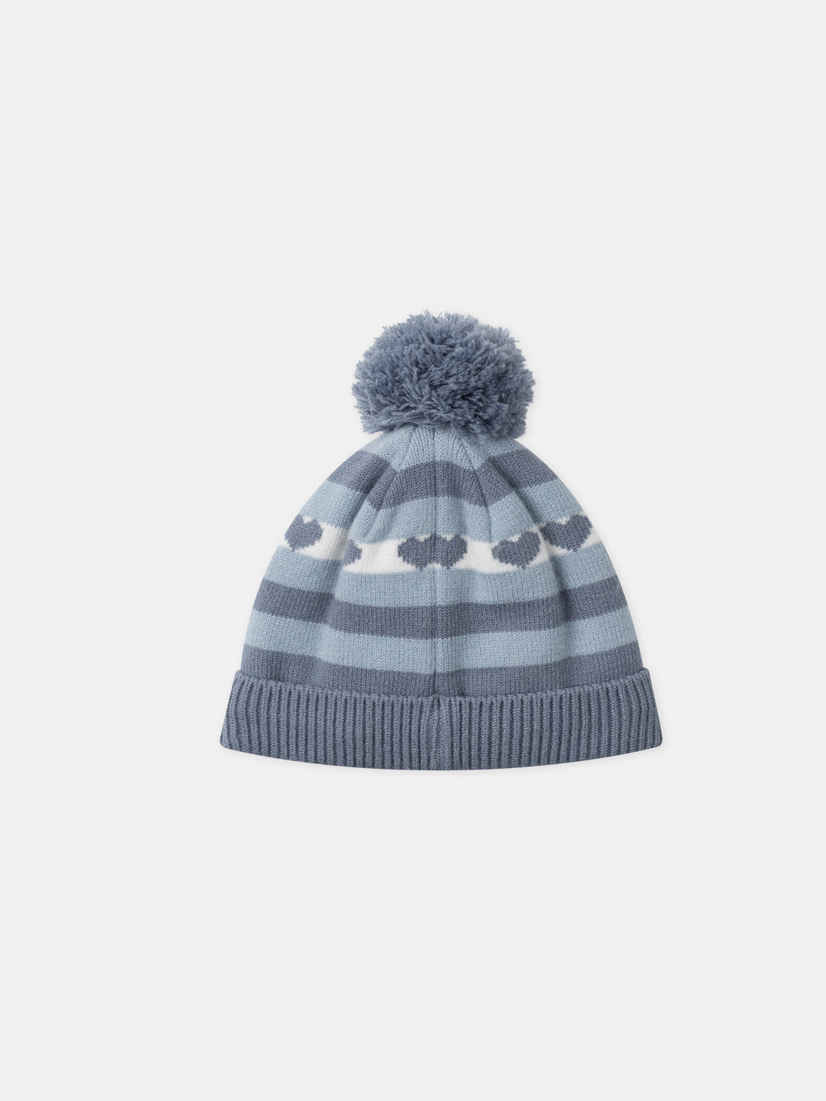 Blau-gestreifter-Hut-mit-Pompom-Für-Mädchen