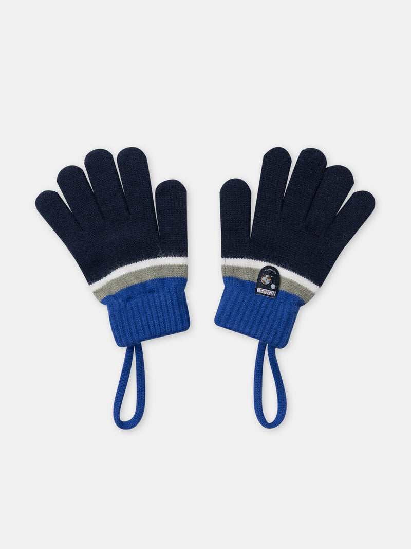 Marine-blau gestreifte Handschuhe für Jungen