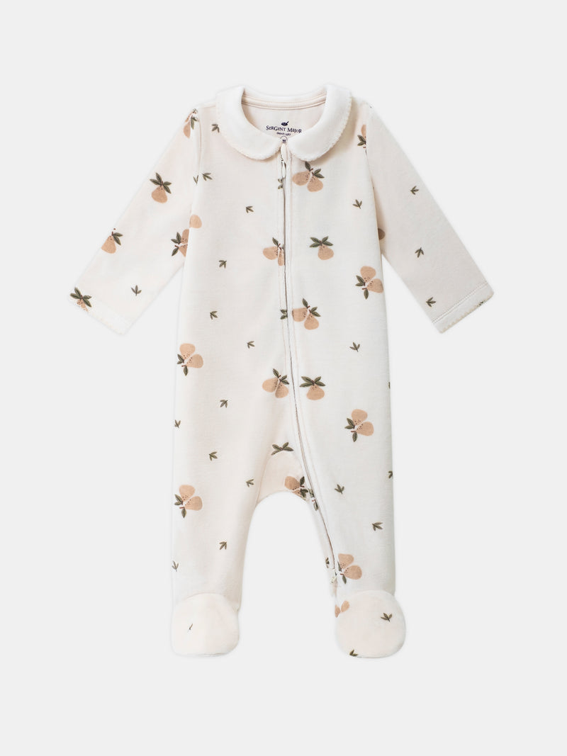 Samt-Pyjama-vanille-mit-Birnen-Muster-Baby-Mädchen