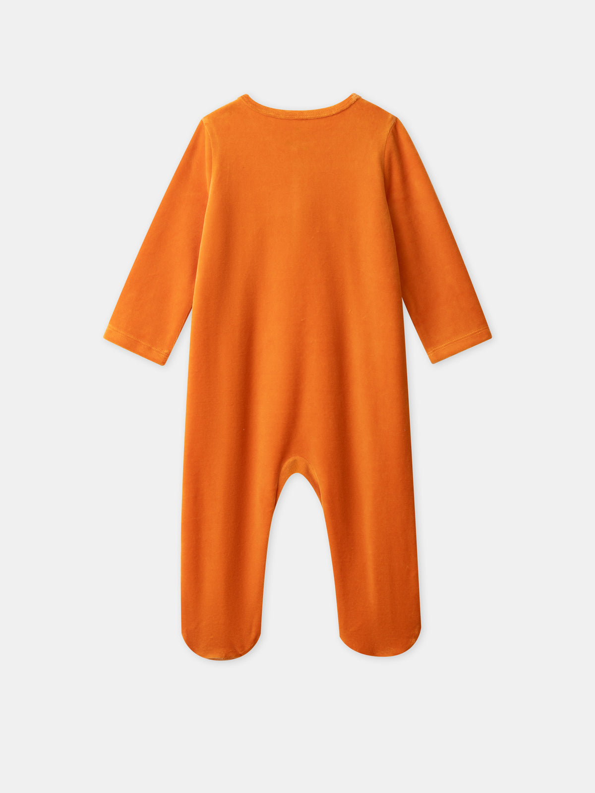 Grenouillère orange citrouille en velours + bonnet Bébé Garçon