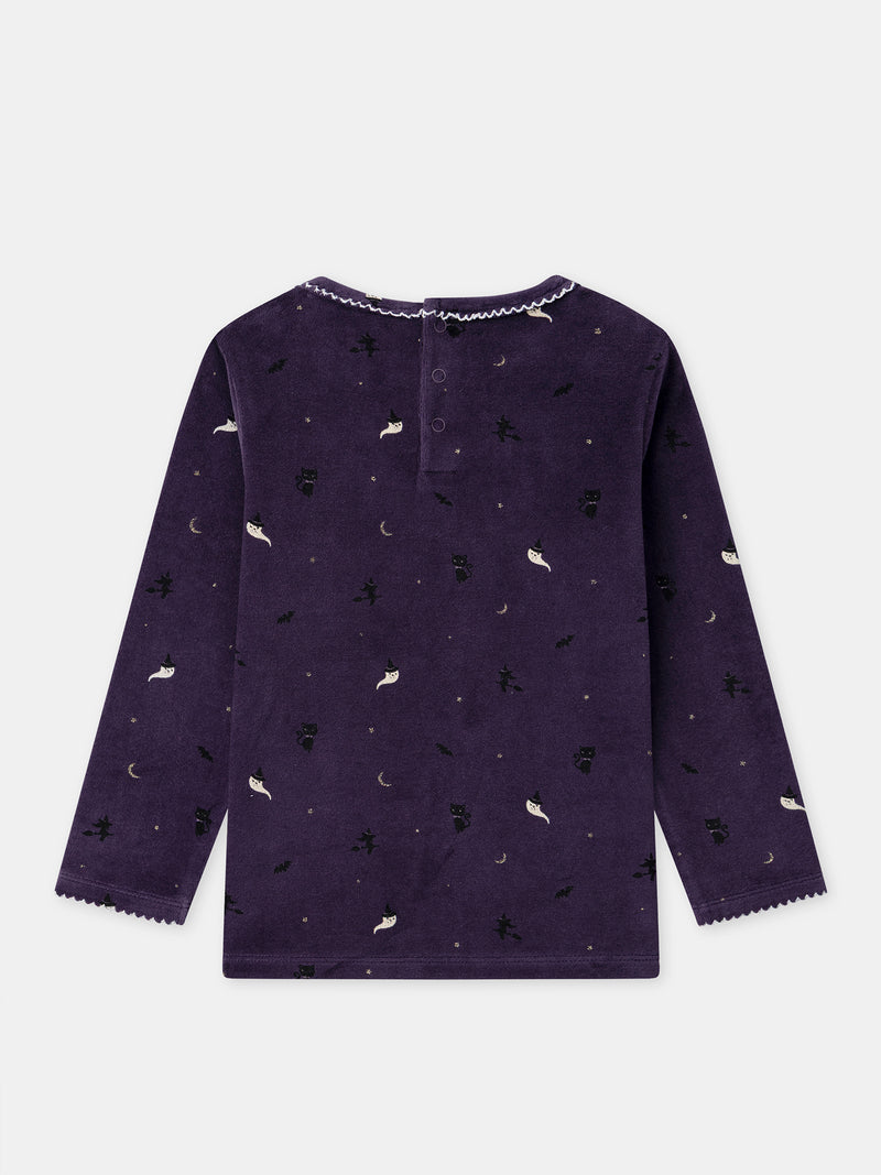 Pyjama d'Halloween violet + ailes de chauve-souris Fille