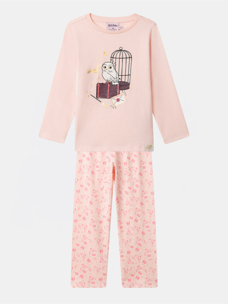 Pajama Harry Potter Rosa mit bedruckter Eule Hedwig für Mädchen