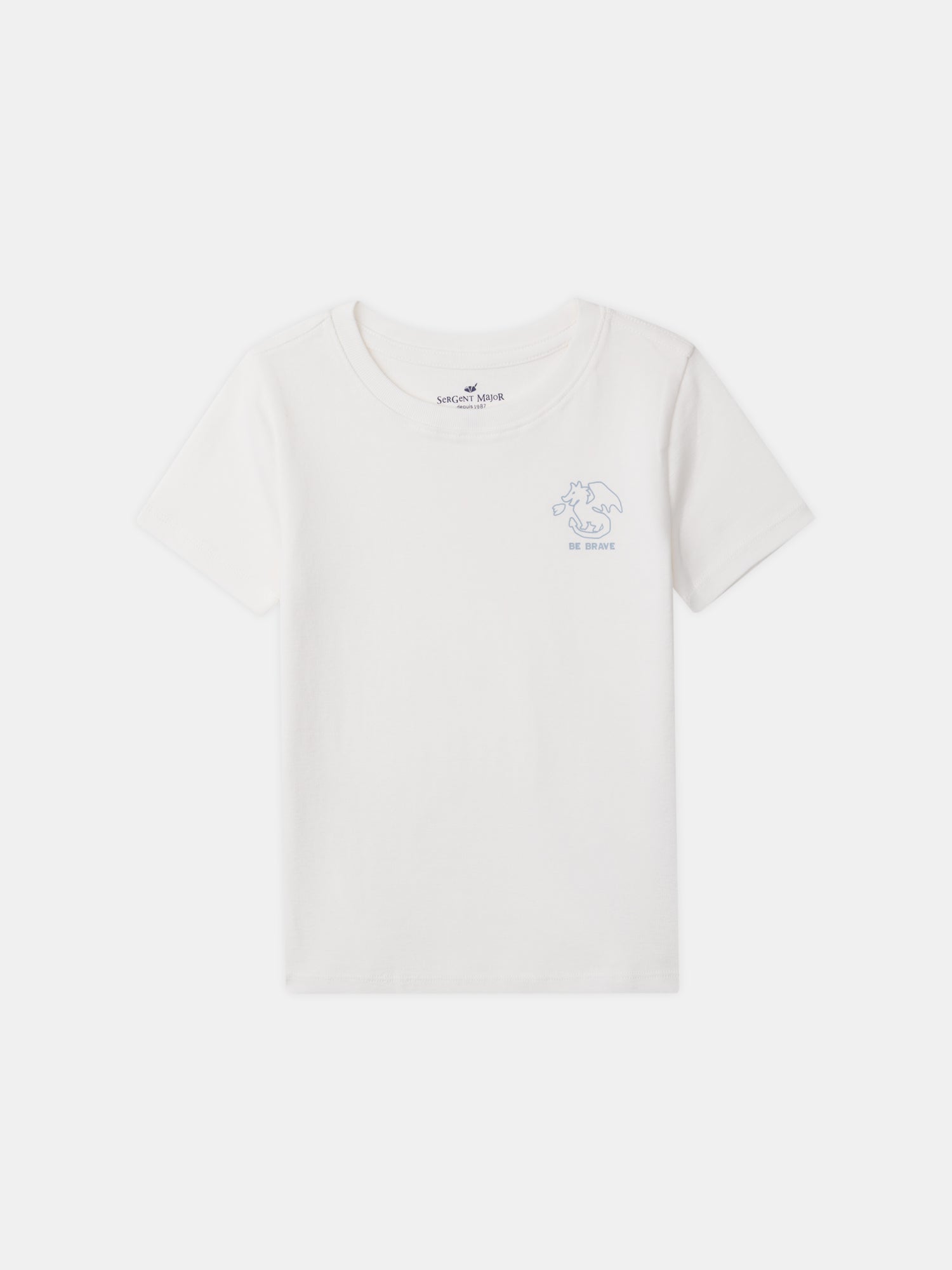 Lot 2 t-shirts écru imprimé dragon ou à rayures bleues Garçon