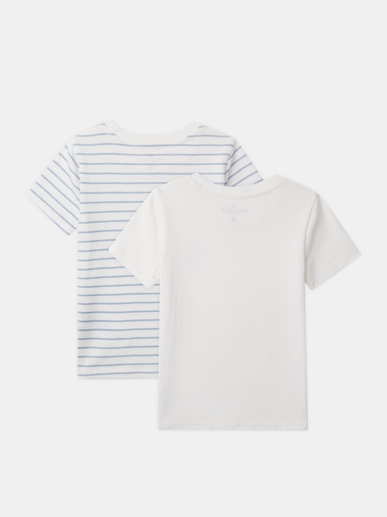 Lot 2 t-shirts écru imprimé dragon ou à rayures bleues Garçon
