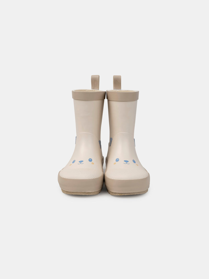 Beige Regenstiefel mit Bärenkopf Baby Junge