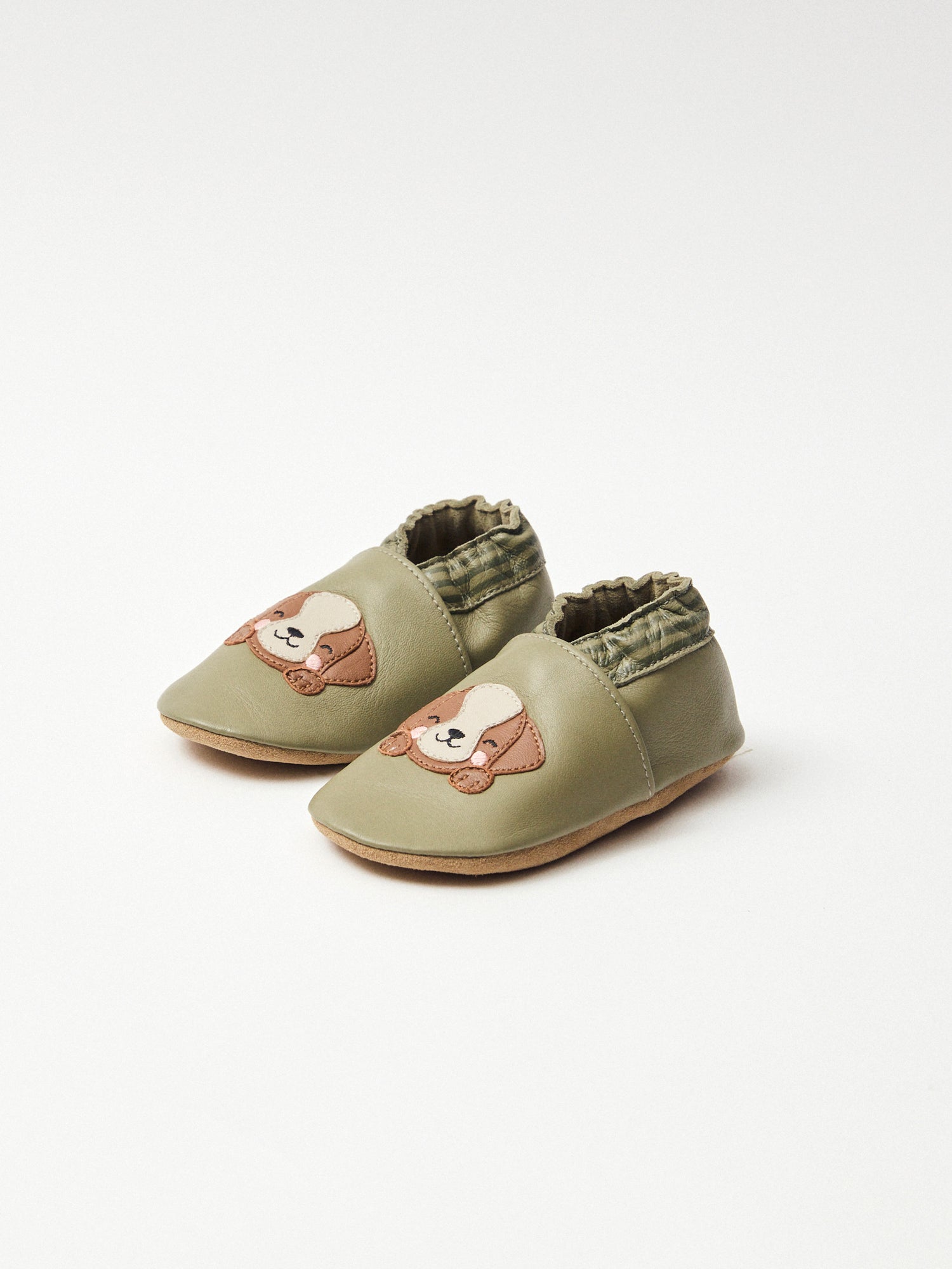 Grünes Schuh mit Hundekopf-Patch Baby Junge