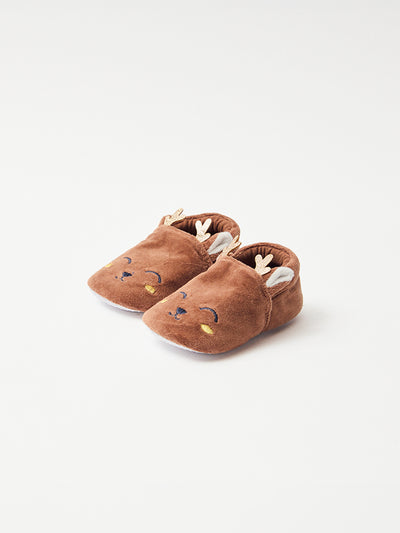 Chaussons marron visage renne Bébé Garçon