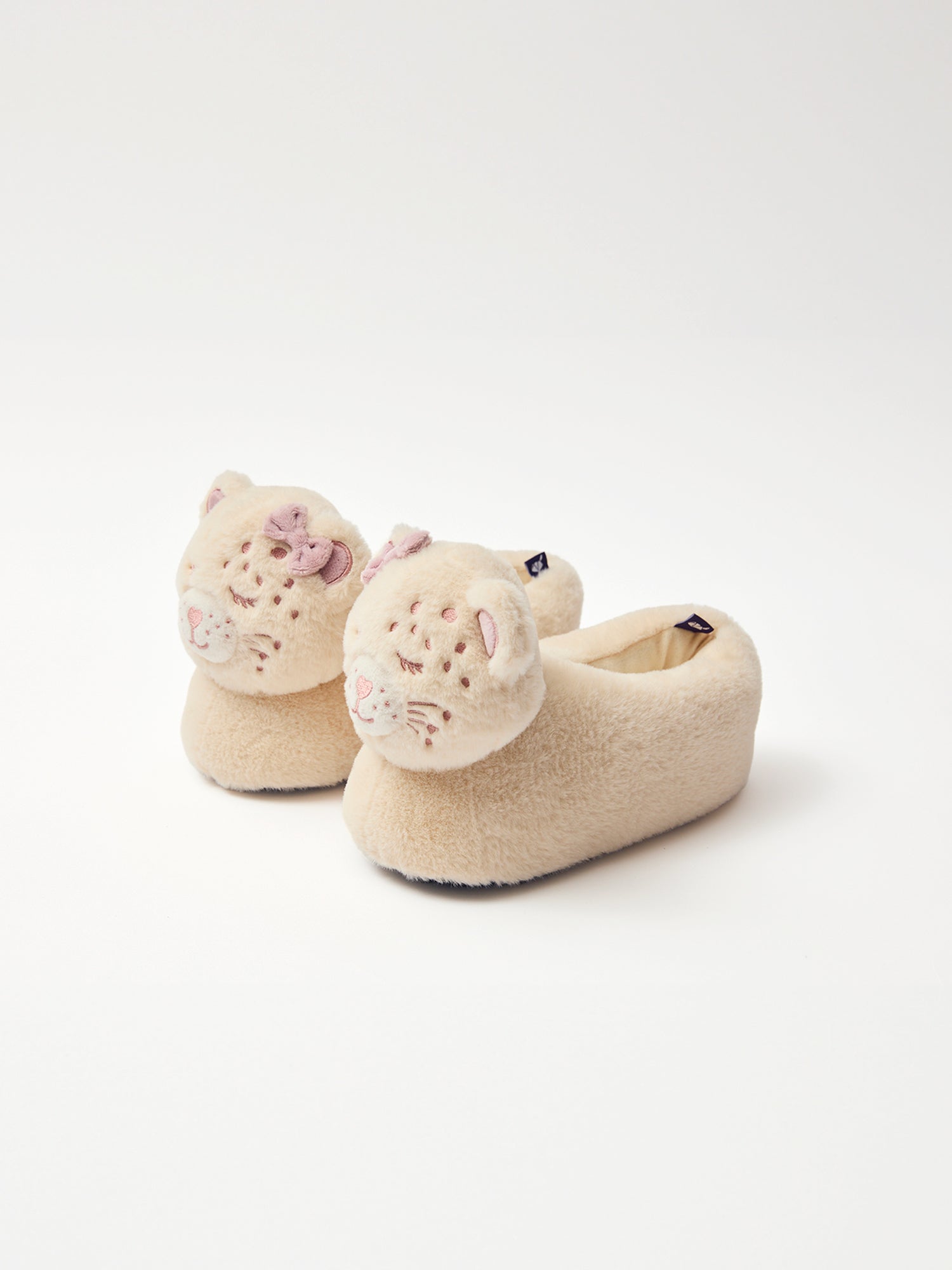 Beige Hauspantoffeln mit Leopardenmuster für Mädchen