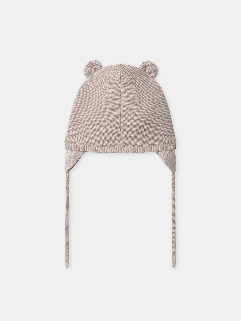 Grau gestrickte Mütze mit Tiergesicht für Jungen