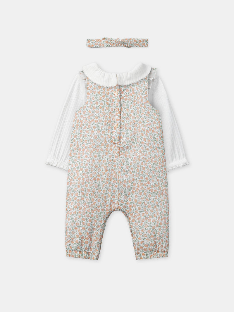 Set aus Blütenmotiv Gesamtheit + Body + Bandeau für Neugeborene Mädchen