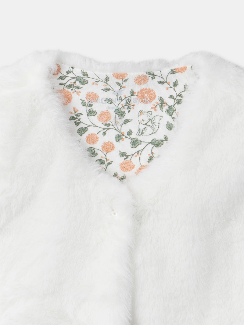 Set Kleid mit Blumenmuster + Weste + Strumpfhose für Mädchen