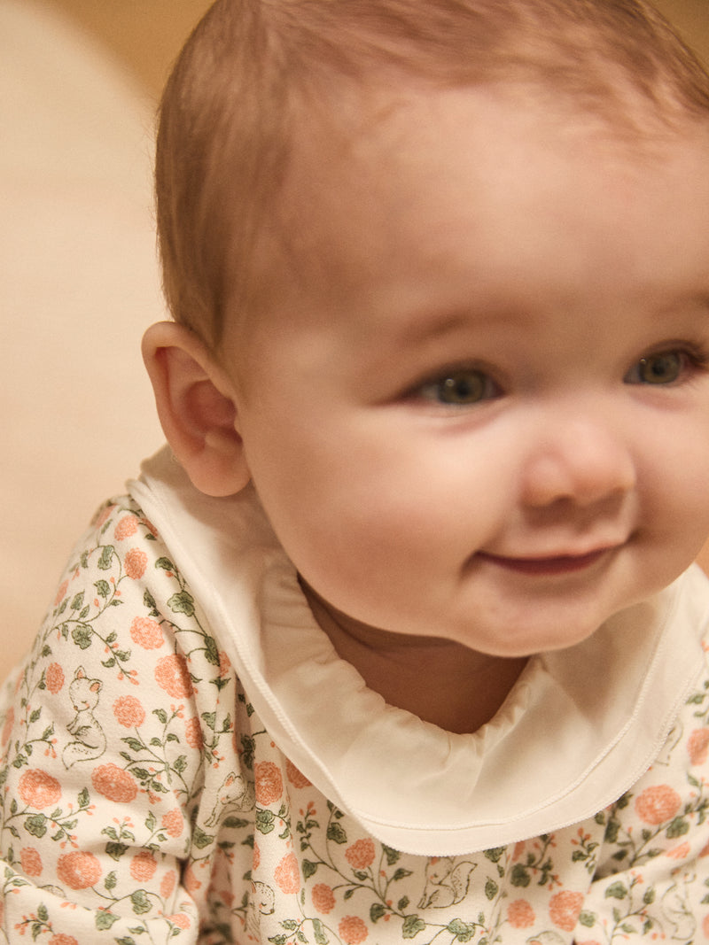 Set Kleid mit Blumenmuster + Weste + Strumpfhose für Mädchen