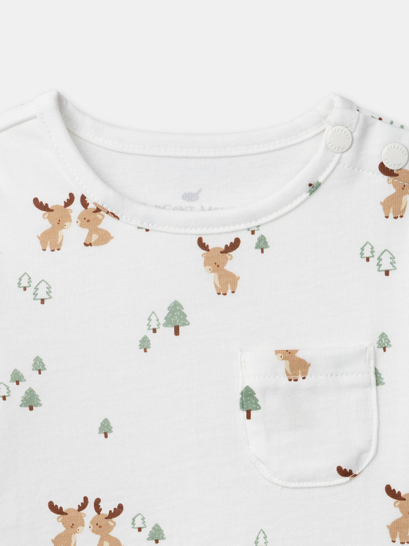 Set mit T-Shirt mit Hirschdruck + Weste + Hose für Neugeborene Jungen