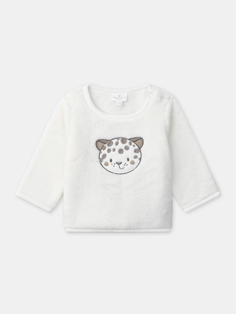 Set aus weißem Sweatshirt + Hose + Socken Geburt Unisex