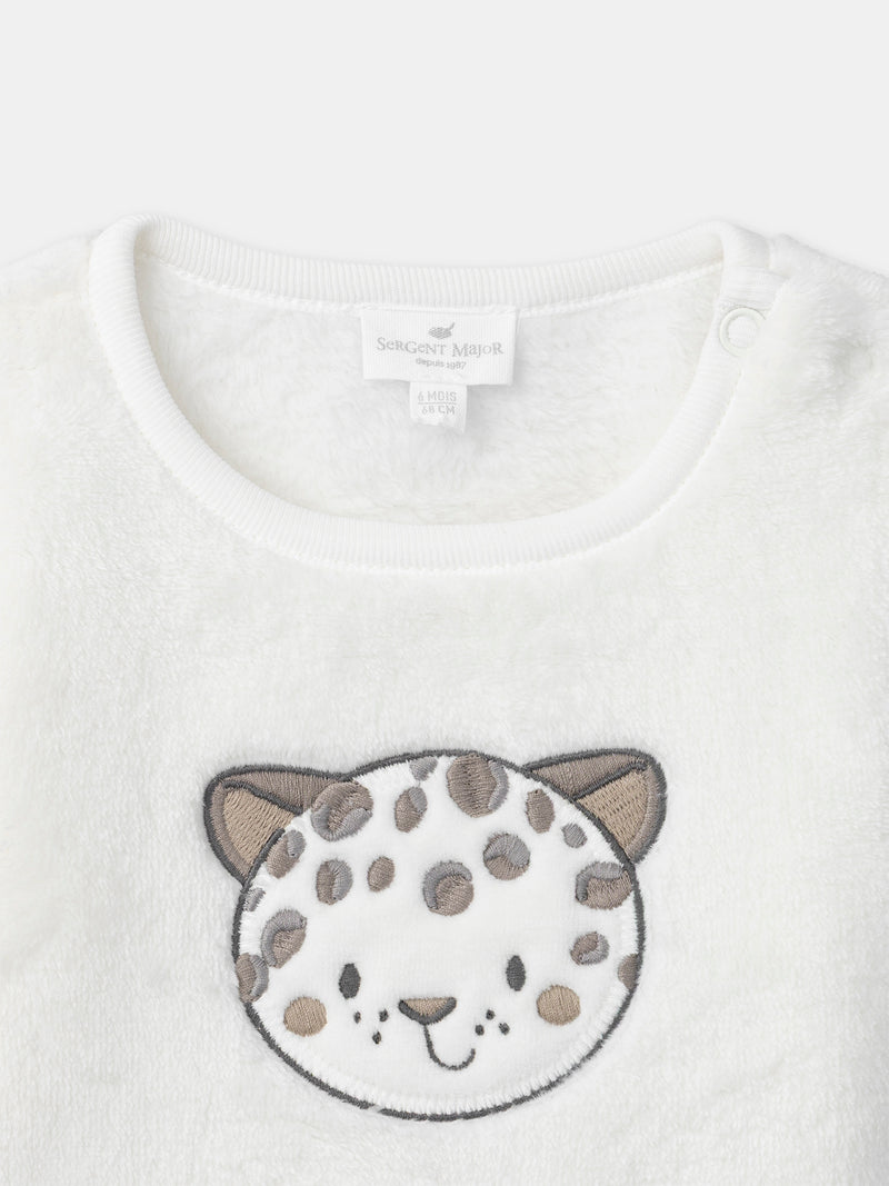 Set aus weißem Sweatshirt + Hose + Socken Geburt Unisex