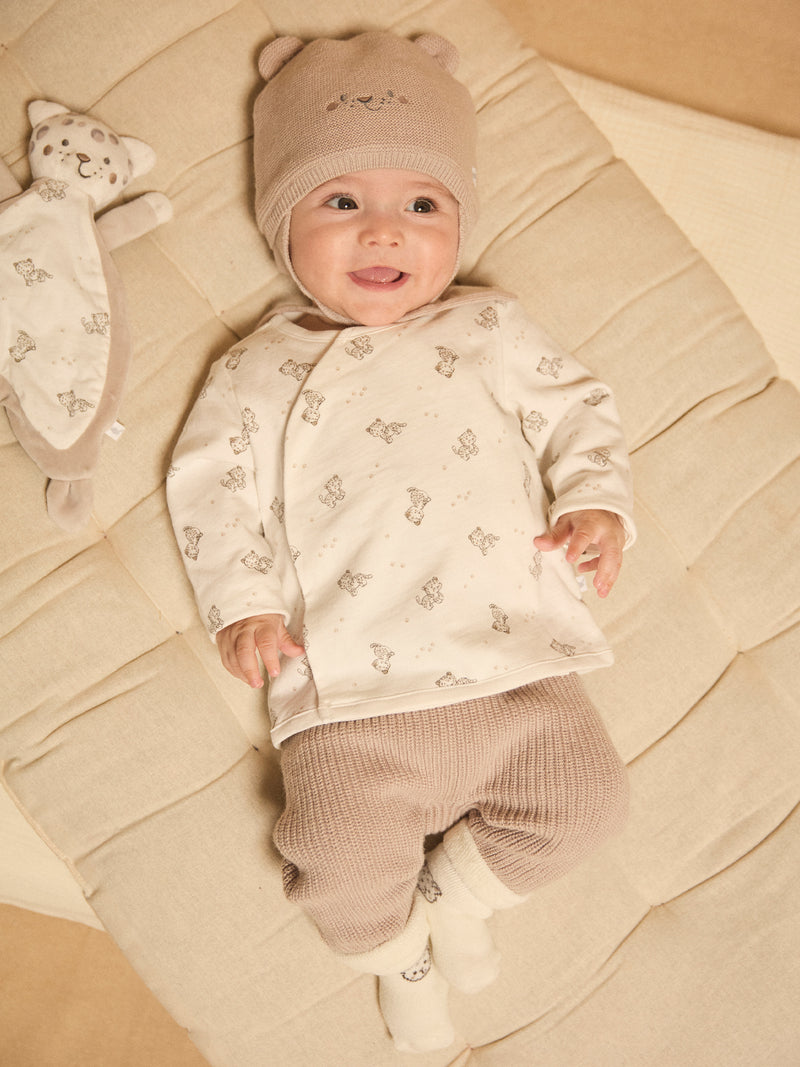 Bandeau-Set mit Leopardenmuster + Hose + Socken für Neugeborene Unisex
