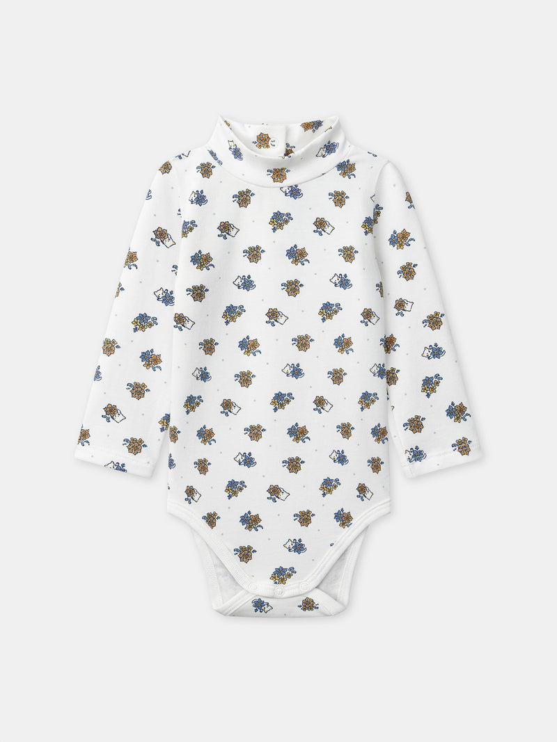 Body blanc imprimé fleuri à col Bébé Fille
