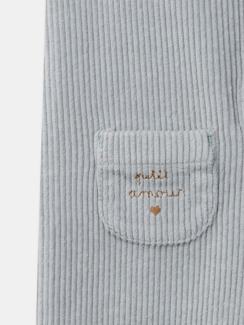 Blaue graue Latzhose aus Samt für Baby Mädchen
