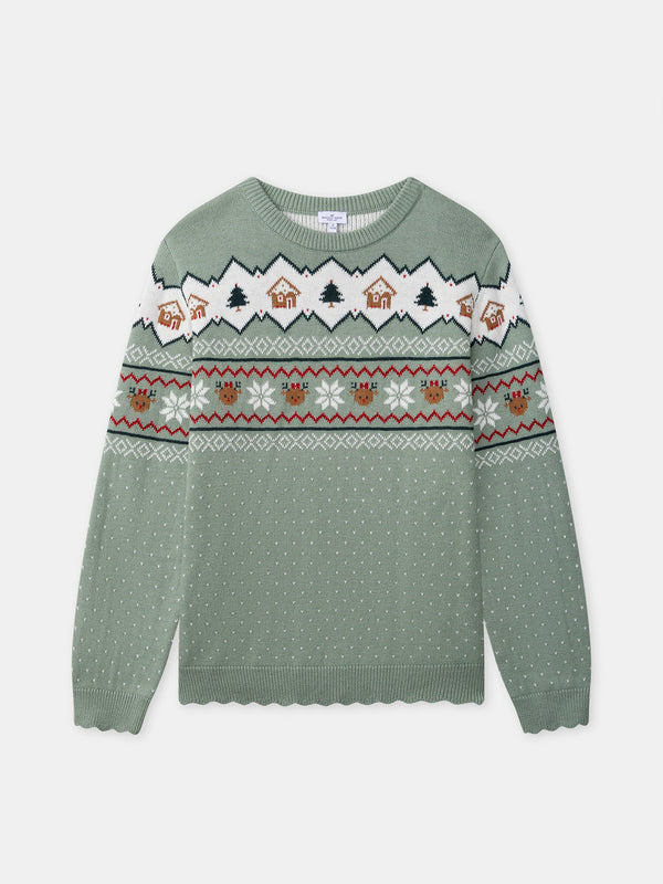 Damen Weihnachts Pullover in Salbeigrün