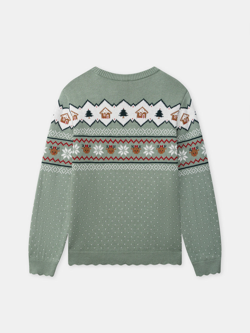 Damen Weihnachts Pullover in Salbeigrün