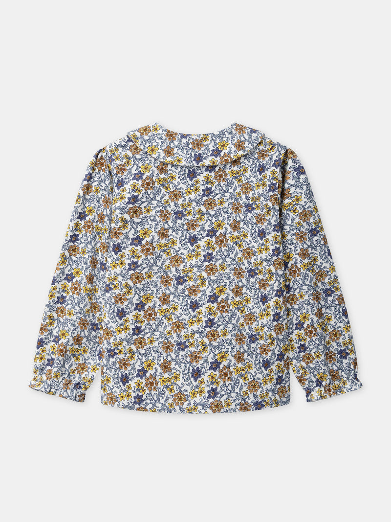 Mädchenbluse mit Kragen und Blumenmuster